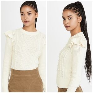 Veronica Beard Earl Crew Neck Cable Sweater